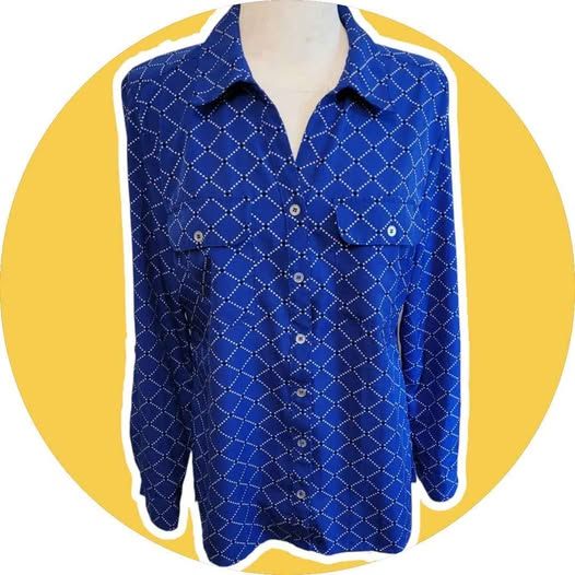 Womens Blue Diamond Blouse